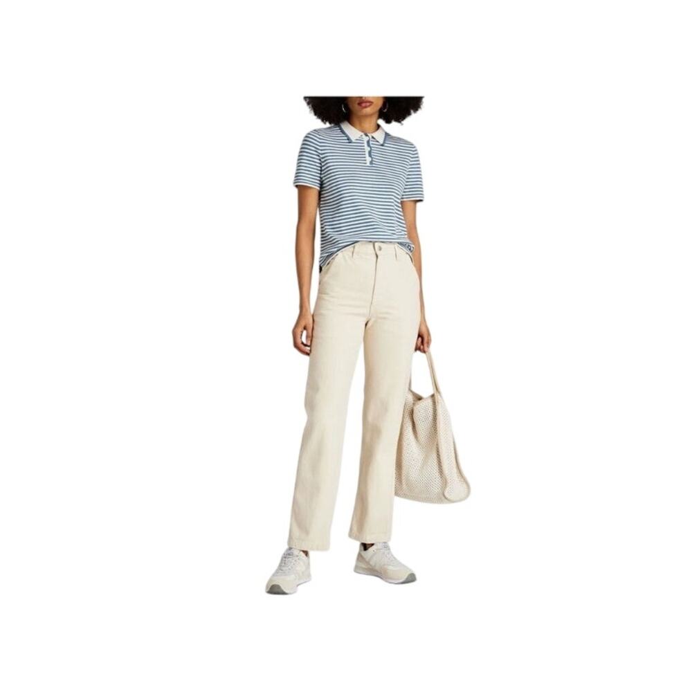 ALEX MILL Thompson Recycled Cotton High Rise Straight Leg Jeans, Cream, 4